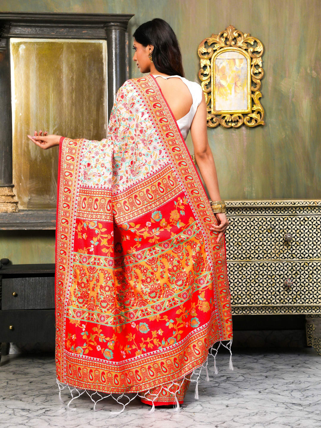Shree Shyam Fashion Linen Cotton(Woven Work) Multicolour Saree - Distacart