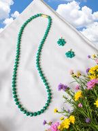 Inhanns Crystal Bloom – Single Line Necklace + Studs - Sea Green