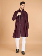 Vastranavya Maroon Exclusive Festival Wear Viscose Silk Thread & Sequence Embroidered Work Kurta with Dupatta