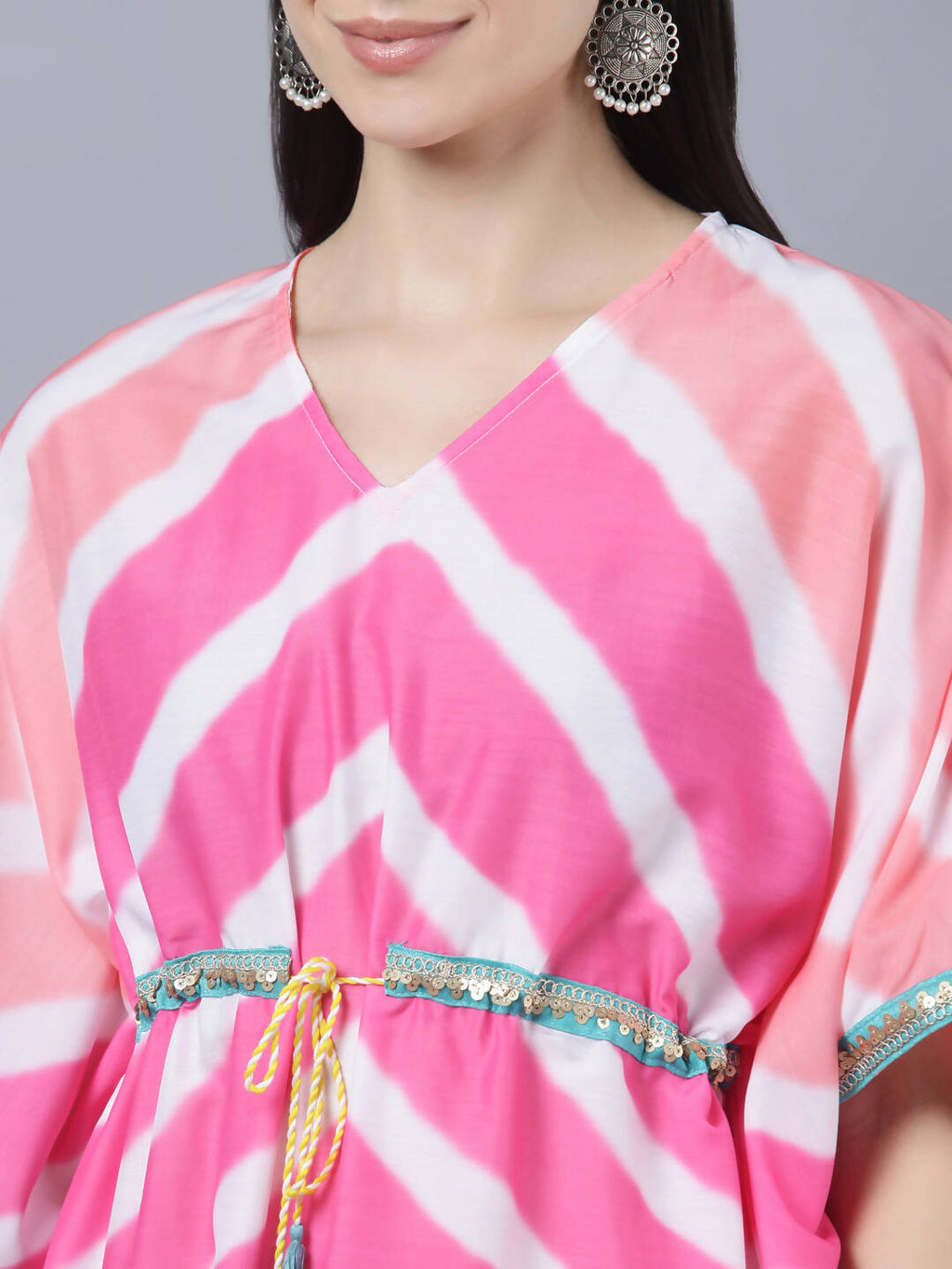 Myshka Women's Multicoloured Striped Kaftan Dress - Distacart