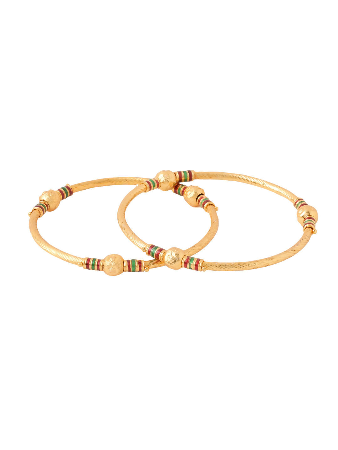 NVR Women Set of 2 Gold-Plated Traditional Bangles - Distacart