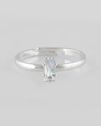 VOJ white CZ-detail Stainless Steel Cubic Zirconia Silver Plated adjustable finger Ring