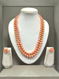 Inhanns Everyday Workwear Pearl Set (Double Layered Pearls) - Orange