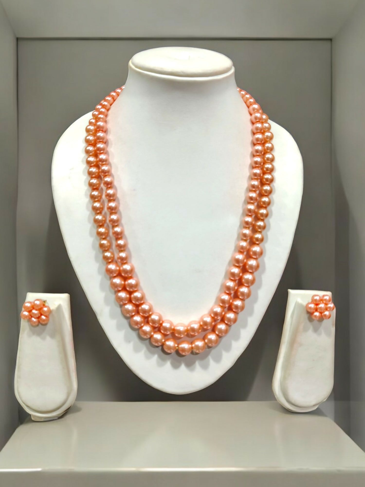 Inhanns Everyday Workwear Pearl Set (Double Layered Pearls) - Orange