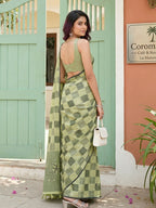 Shree Shyam Fashion Pista Green Linen Cotton Saree - Distacart