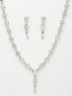 NVR Women's Silver-Plated CZ-Studded Brass Handcrafted Jewellery Set