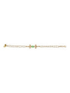 Gold Plated Green White Kundan Beads Anklet Set Of 2 - Ruby Raang - Distacart