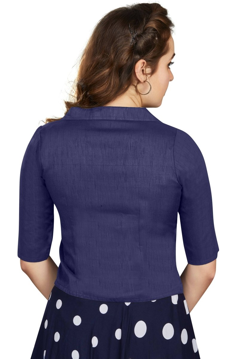 Aastha Fashion Women's Women's Navy Blue Art Silk Button Readymade Blouse