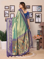 Aastha Fashion Green Tissue Silk Weaving Saree - Distacart
