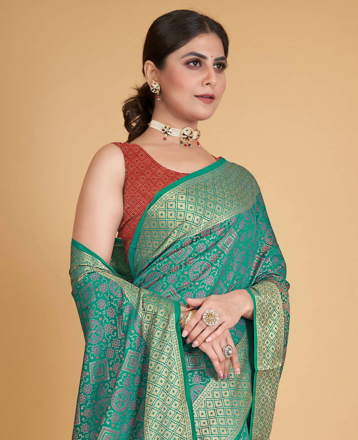 Sea Green Silk Woven Design Saree With Unstitched Blouse Piece - Akshita