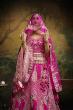 House of Panchhi Pink Pure Silk Moti & Zarkan heavy embroidery Lehenga choli & Dupatta