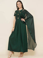 Women Republic Green Hand Embellished Gown - Distacart