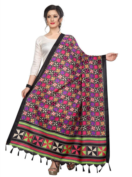 Vamika Multi coloured Printed Khadi Bhagalpuri Latest Traditional Dupatta