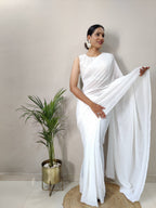 Teeya Creation White Color Georgette Fabric Heavy Work Saree