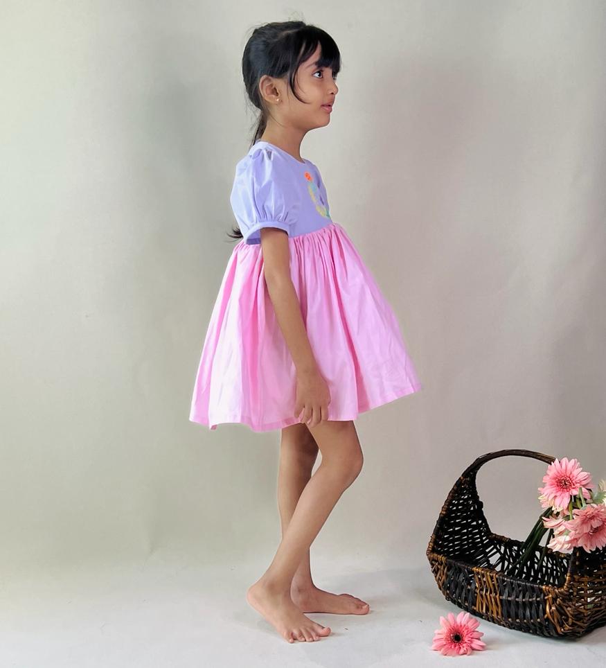 ArthLife Lavender Pink Permaid Party Wear Dress