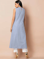 Indya Women Blue Solid A-Line Kurta - Distacart