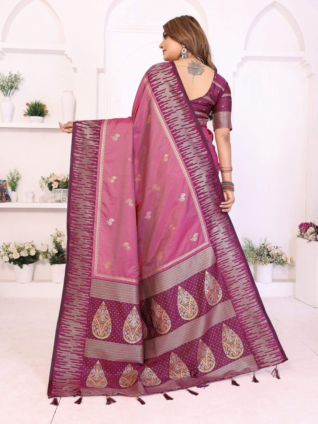 Aastha Fashion Magenta South Soft Silk Zari Weaving Saree - Distacart