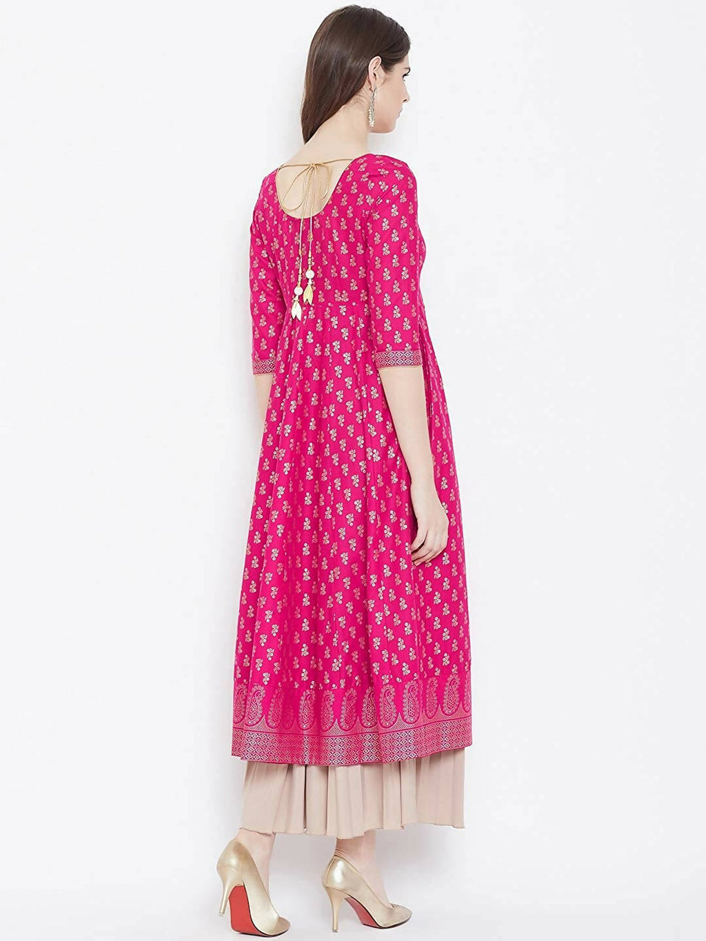 Cheera Embellished Daily Wear Cotton Blend Kurta - Pink