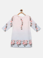 Ahalyaa Pink Crepe Floral Print Kids Kurta Sharara Set With Dupatta For Girls