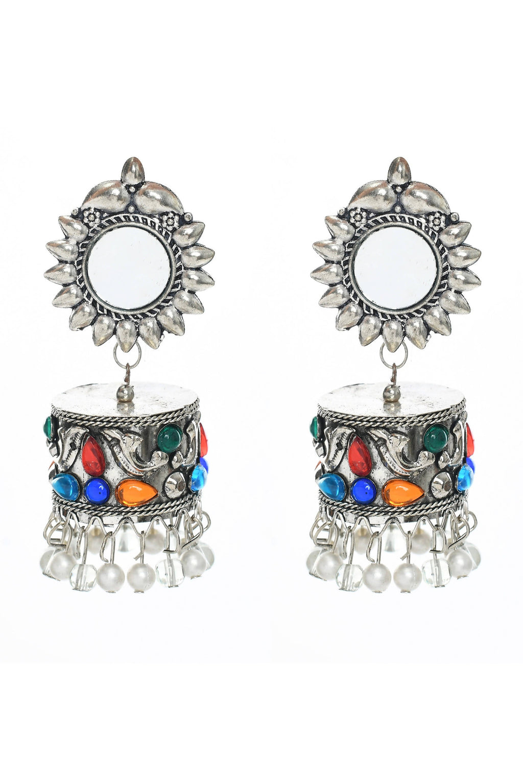 Mominos Fashion Johar Kamal Women Multi Kundan Oxidised Jhumkas - Distacart