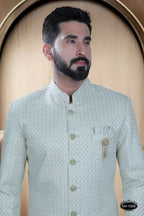 Joban Fashion Men's Green Base Silk Kurta with Pyjama
