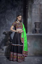 AI Fashion Black Art Silk Designer Navratri Lehenga Choli Collection