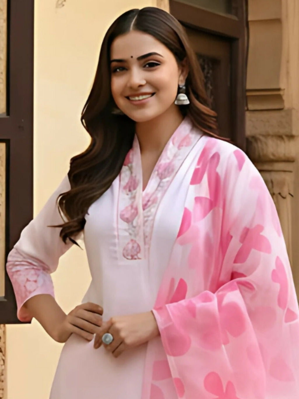 The52 Women's Beautiful Chanderi Fabric Printed Work Straight Kurta Pant and Dupatta Set - Distacart