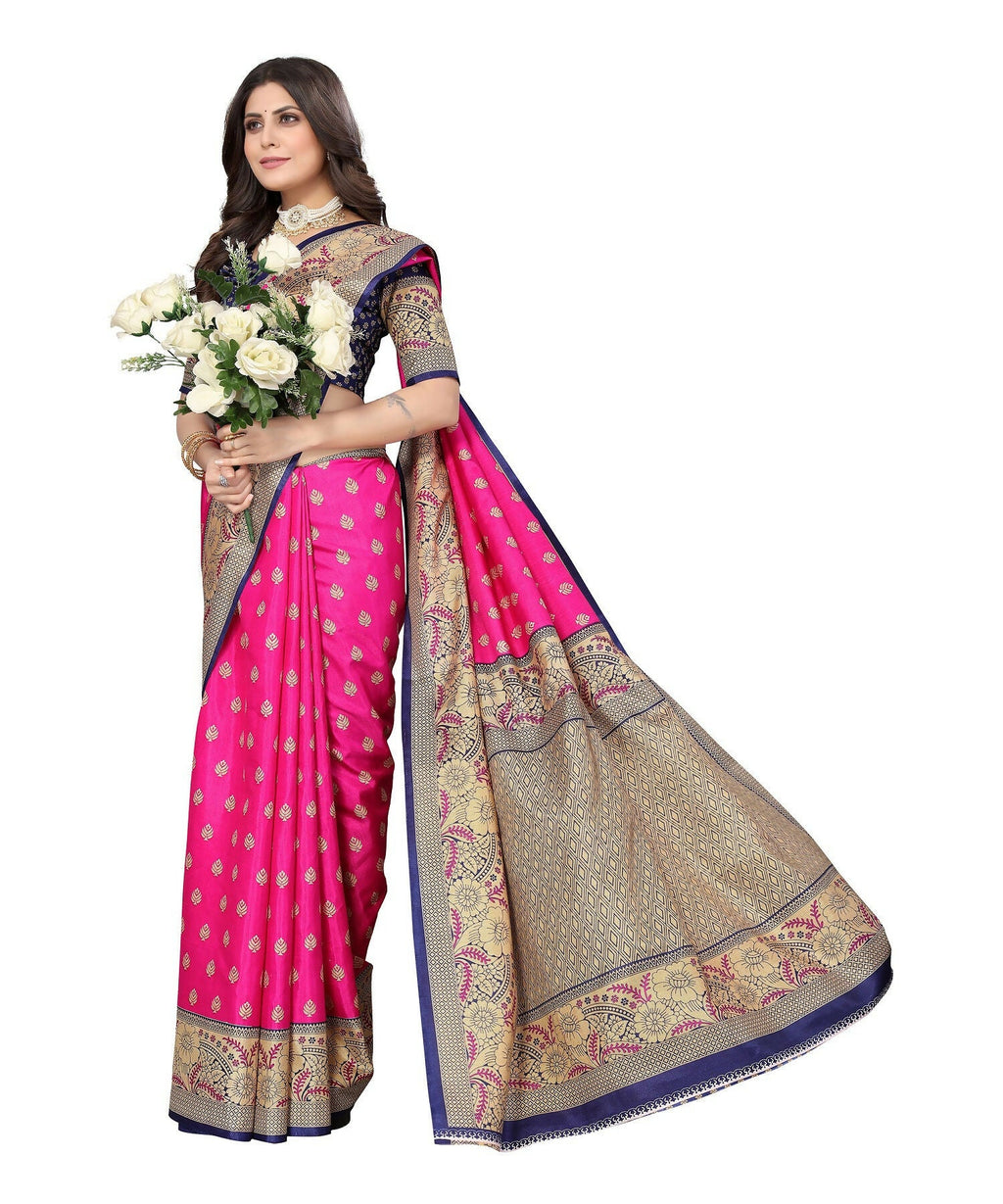 Vamika Pink Printed Art Silk Saree