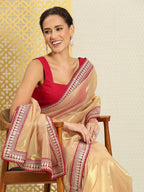 Teeya Creation Chiku Color Organza Silk Lace Work Saree