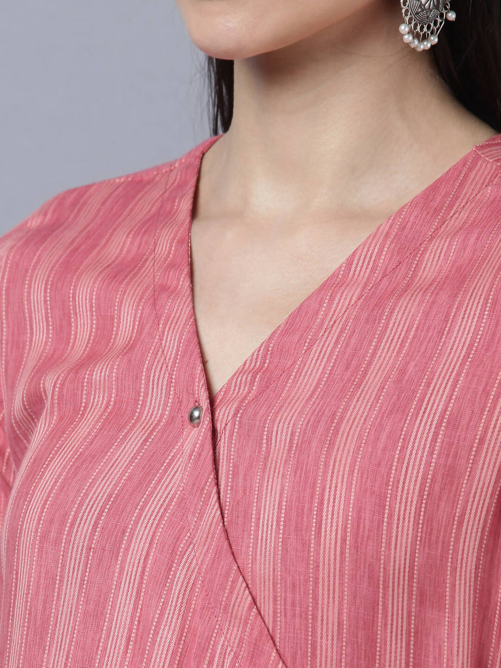 Myshka Stylish Pink Cotton 3/4 Sleeve Women's Kurta Palazzo Set - Distacart
