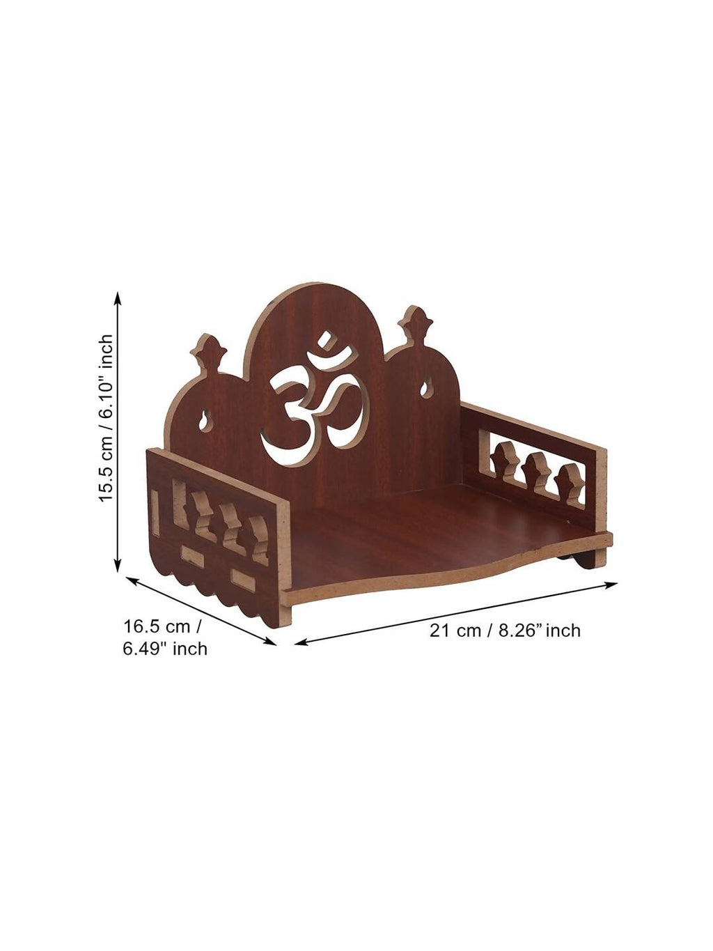 eCraftIndia Brown Om Symbol Decorative Wooden Pooja Temple