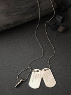 NVR Men Silver Plated Milletry Style Pendent With Chain