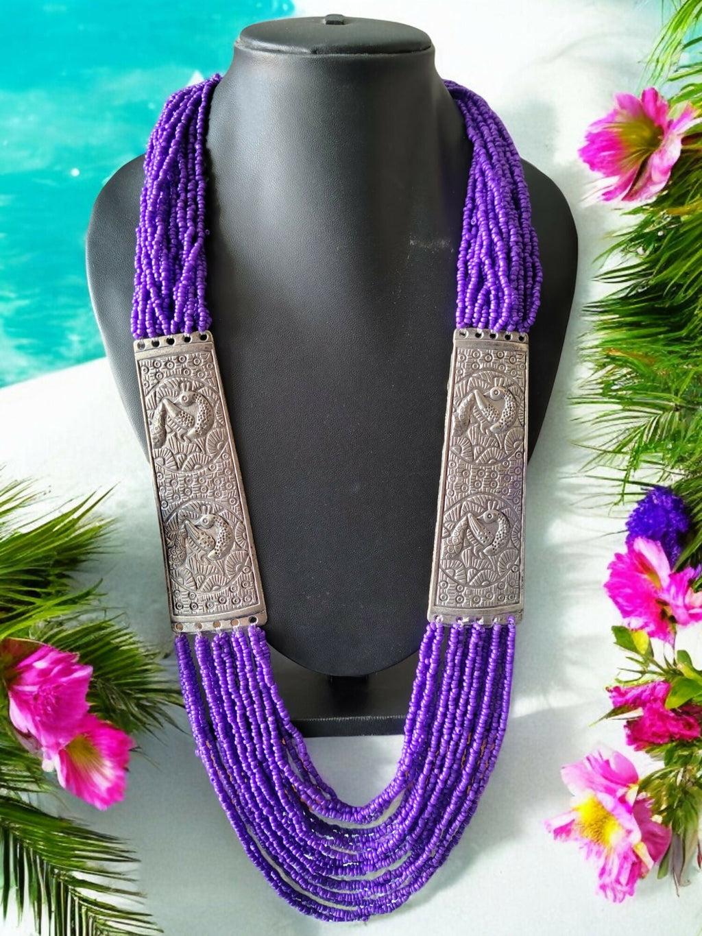 Inhanns Saree Shobha Statement Necklace - Purple Necklace