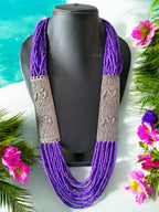 Inhanns Saree Shobha Statement Necklace - Purple Necklace
