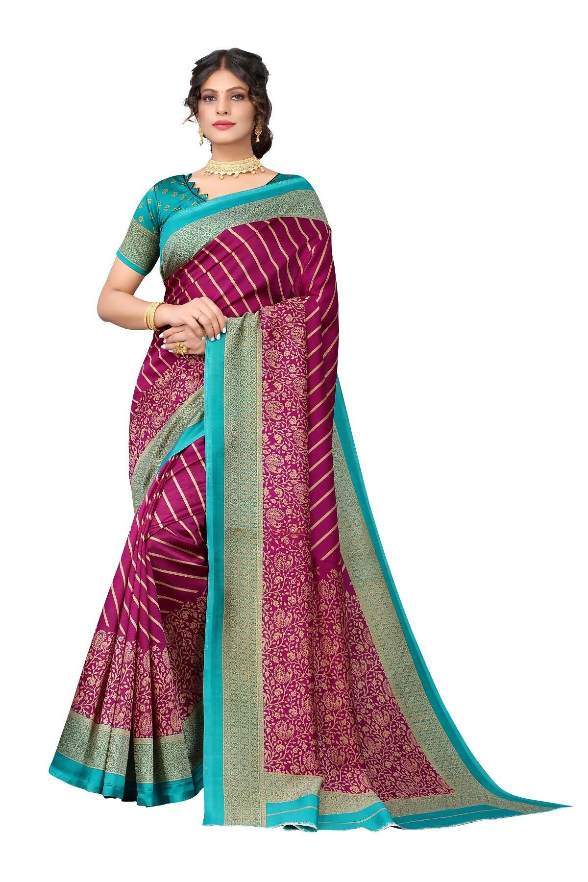 Vamika Purple Printed Art Silk Saree