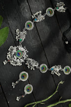 Mominos Fashion Johar Kamal Oxidised Silver-Plated Brass Finish Long Necklace For Women (Silver) - Distacart