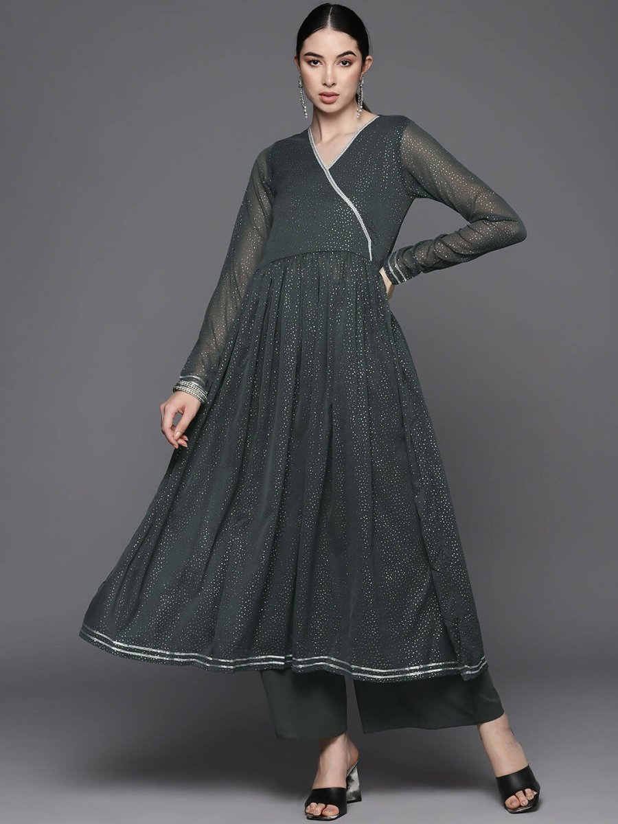 Ahalyaa Womens Kurta Set - Grey