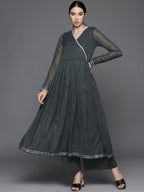 Ahalyaa Womens Kurta Set - Grey