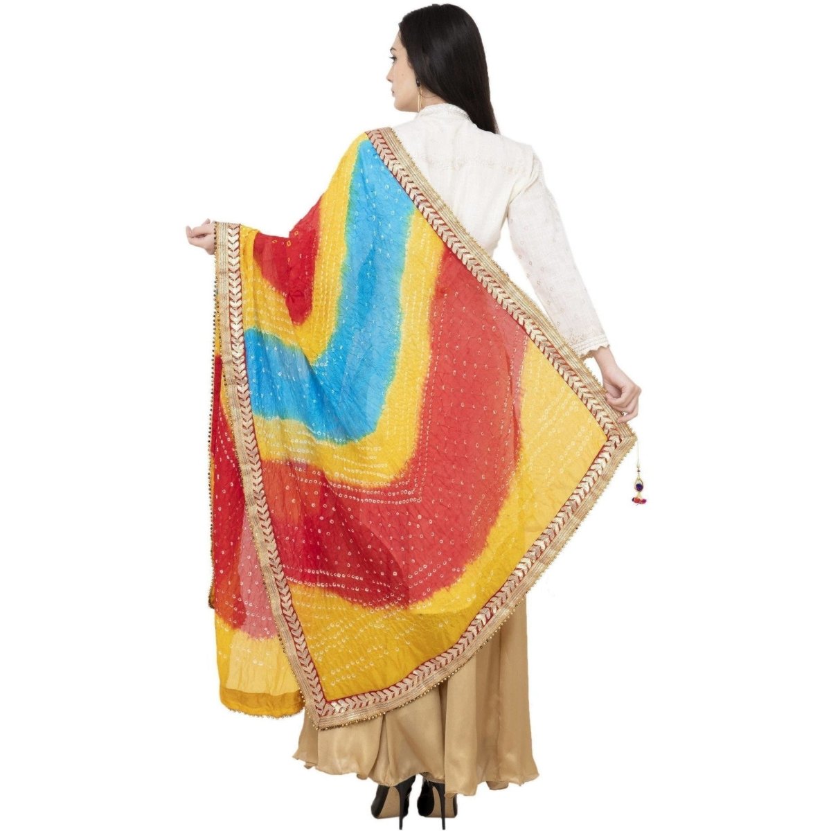 A R Silk Bandhej Multi Gota Fancy Dupatta Color Multi color Dupatta or Chunni