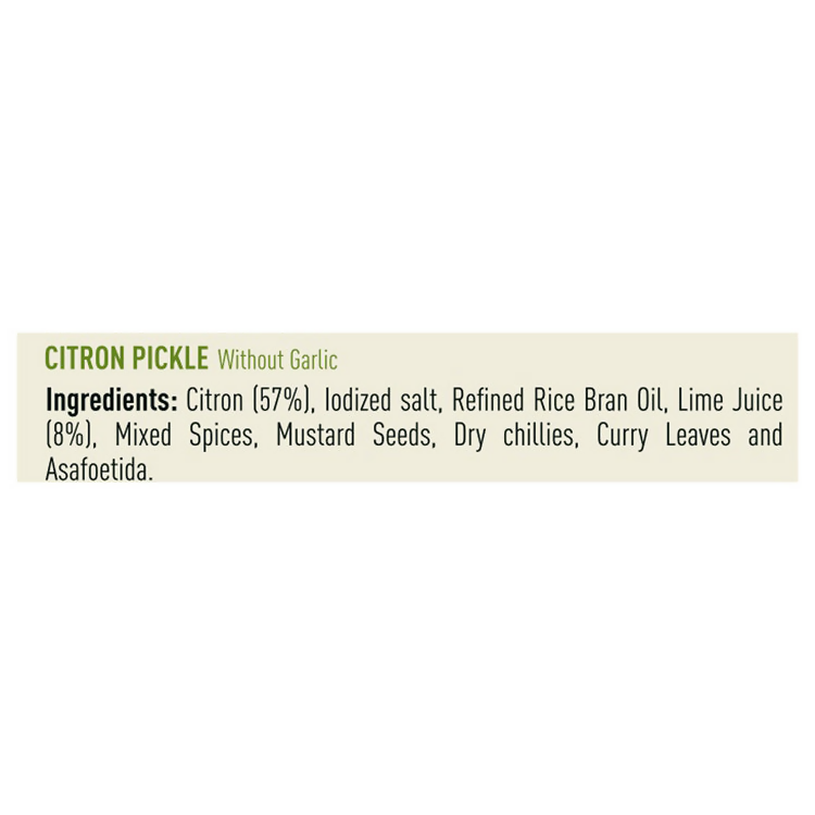 Priya Citron Pickle Without Garlic - Distacart