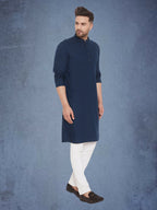 Even Apparels Men's Pure Cotton Blue Kurta
