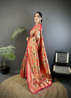 Joban Fashion Pink Floral & Paisley Motifs Soft Silk Paithani Saree - Distacart