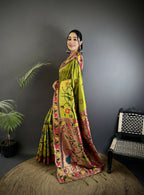 Joban Fashion Light Green Paithani Soft Silk Meenakari Saree - Distacart