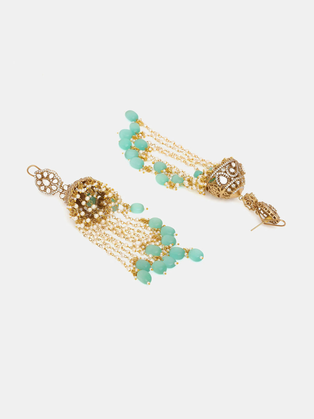Ruby Raang 22k Gold Polished Diamond And Stone Jhumka Earrings - Distacart