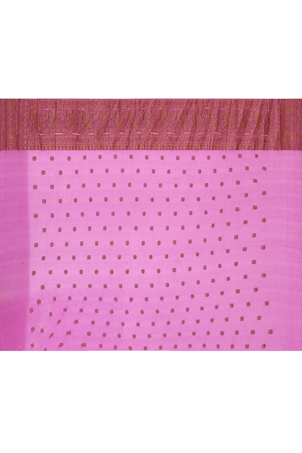 Joban Fashion Hot Pink Crepe Chiffon Pure Handloom Banarasi Silk Saree