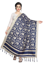 Vamika Latest Navy Blue Printed Khadi Bhagalpuri Dupatta
