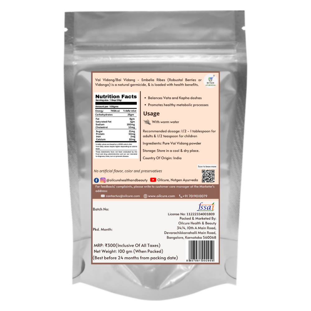 Nxtgen Ayurveda Vai Vidang / Bai Vidang Powder - Distacart