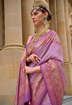 Sugar Plum Purple Superior V.P.Silk Woven Printed Patola Silk Saree - Rewaa Milano