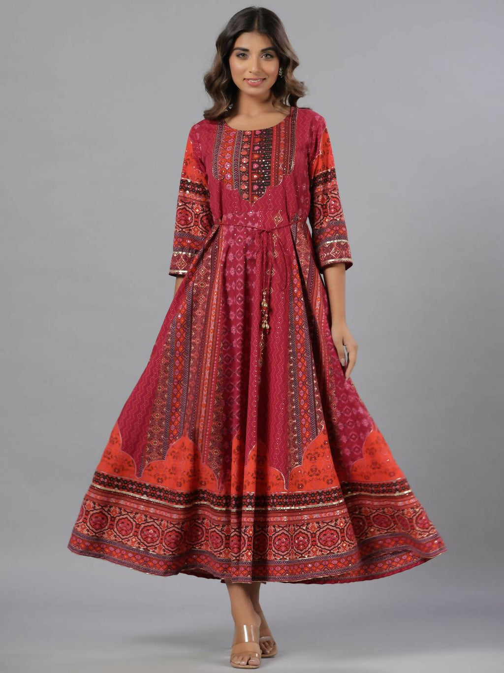 Juniper Women Plum Silk Printed Maxi Dress - Distacart
