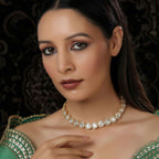 Kundan and Daimond Neckpiece in Brass (Gold) - Ruby Raang